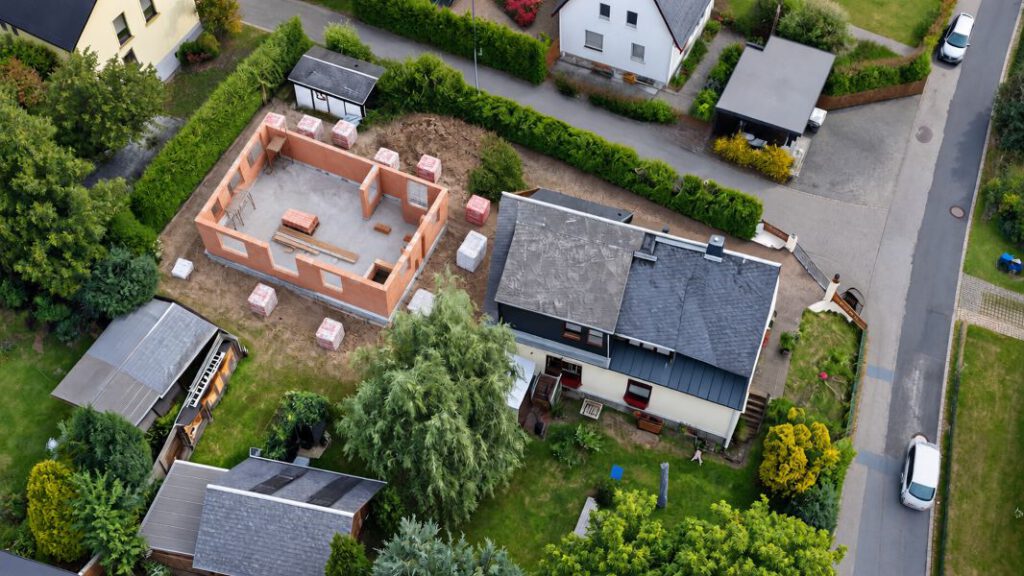 Bauprojekt aus der Luft für eine visuelle Dokumentation