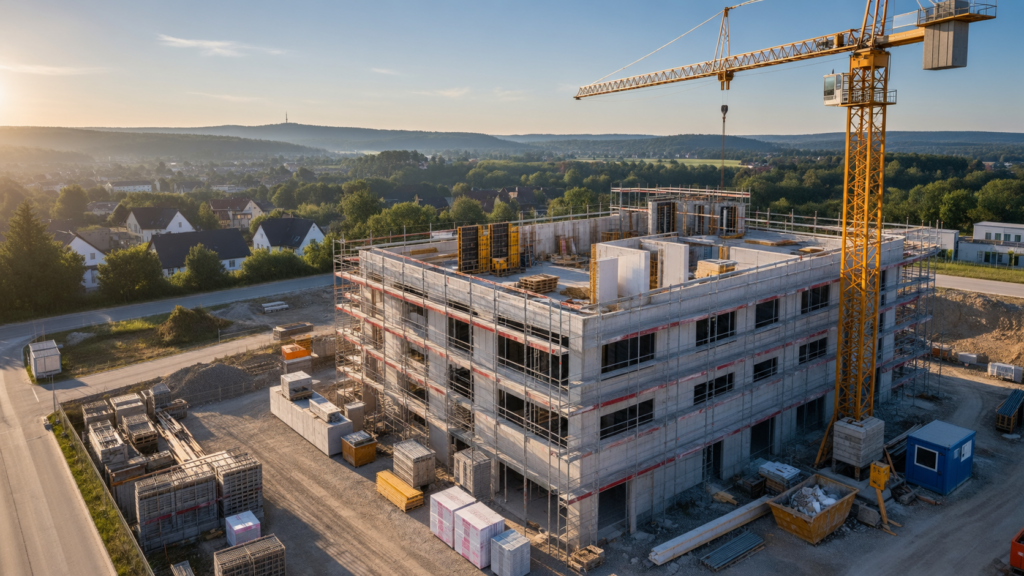 Baustelle in Marienberg aus der Luft zur Fortschrittsdokumentation